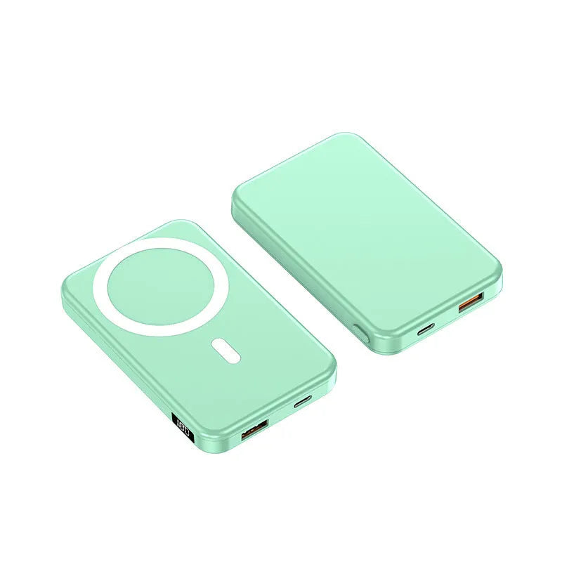 Ultra-thin magnetic wireless power bank for iPhone in black, white and blue colours