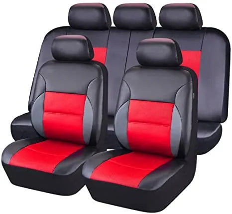 Universal artificial leather car seat cover set in a choice of colours for front and rear seats.
