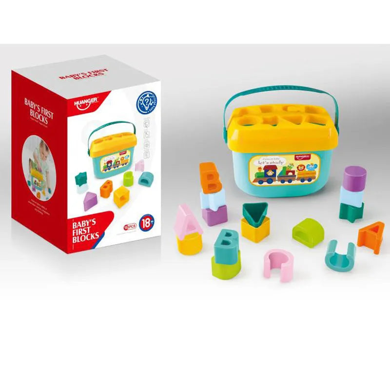 Six-sided box building blocks toy with shape matching feature, plastic, for children aged 4-6 years old, Qizhi building block box colour