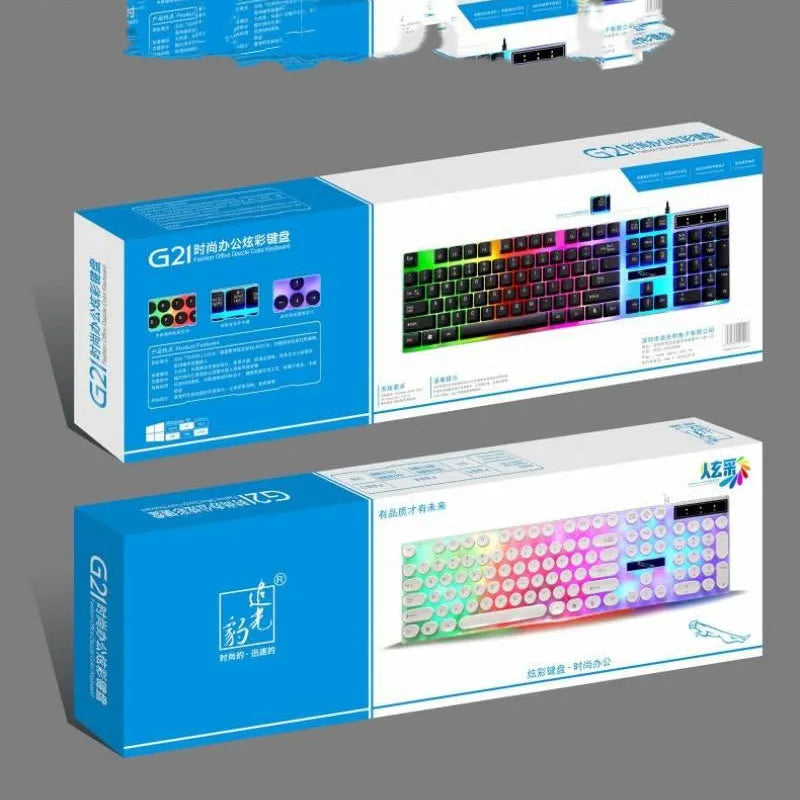 White waterproof mechanical gaming keyboard with glass panel keycaps and RGB backlight illumination