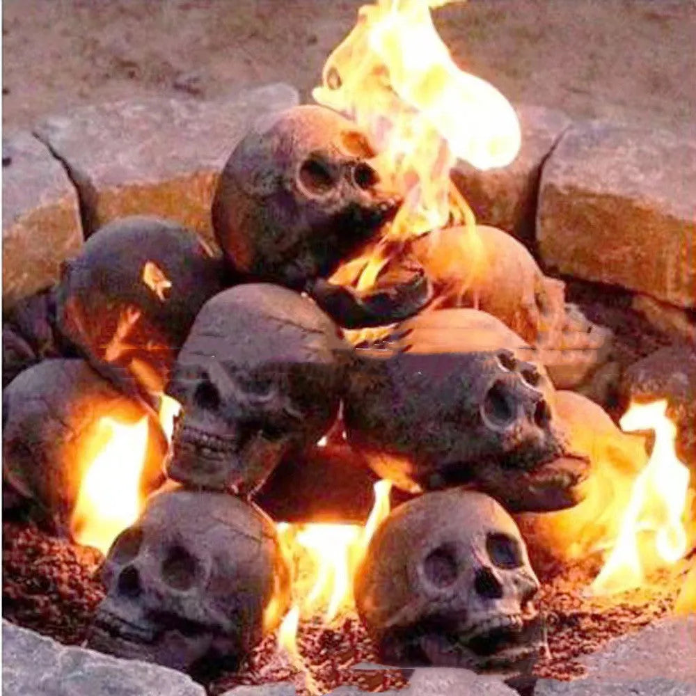 White ceramic skull barbecue model ornament on a flat surface.