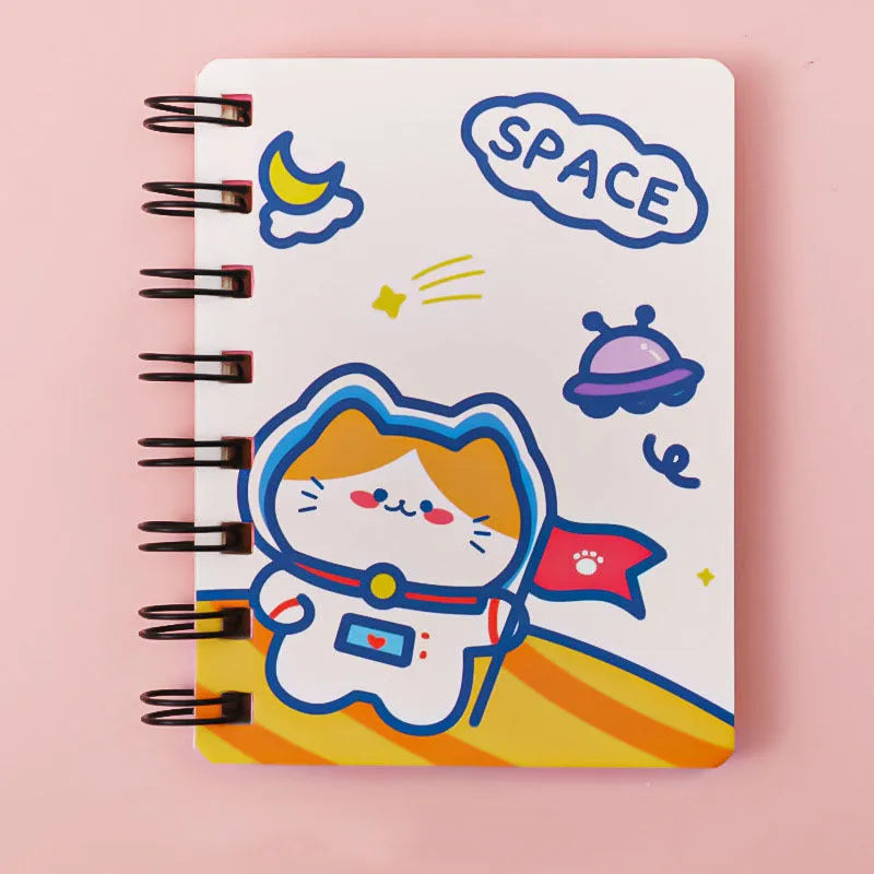 Astronaut series pocket flipper notebook in A6 size, showing one of the four illustrated cover options.