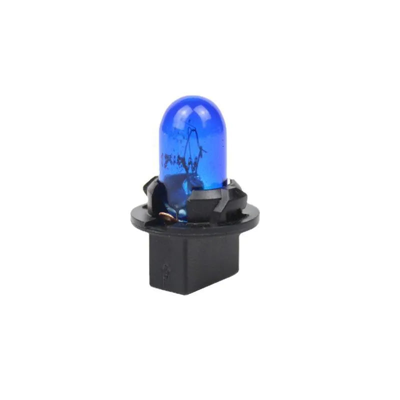 T5 12V 1.2W automotive wedge base bulb in amber, blue, green, purple, red, and yellow colours.