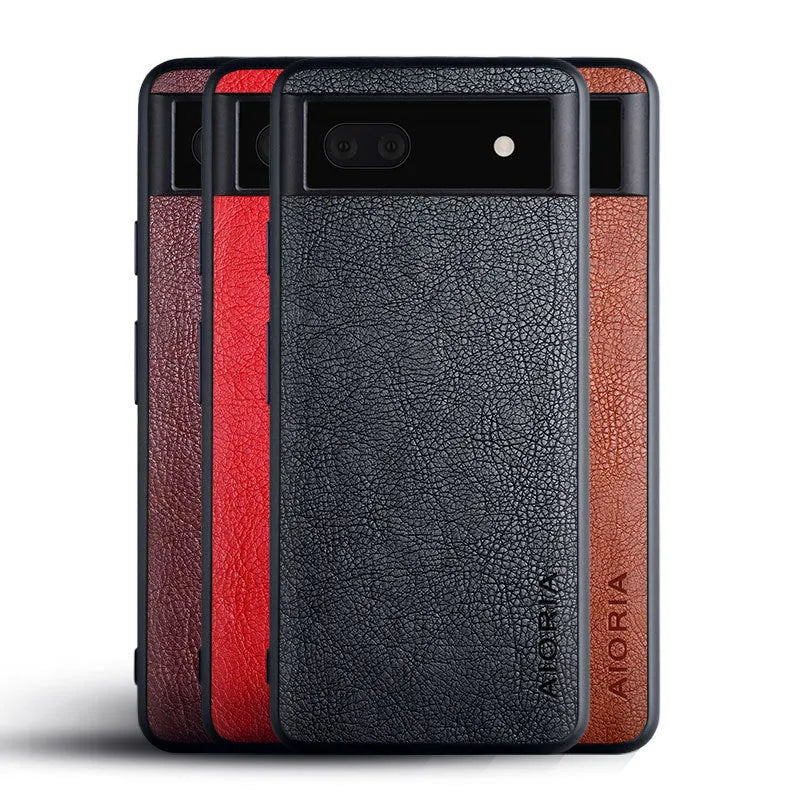Google Pixel 6 phone case with lychee skin pattern in classic business design