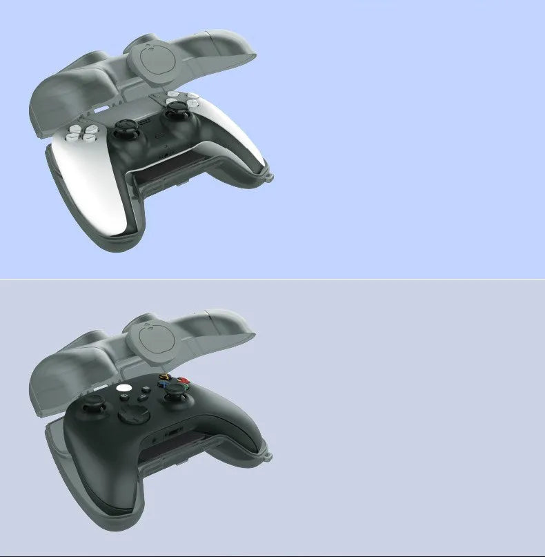 Transparent grey hard plastic game controller protective storage case