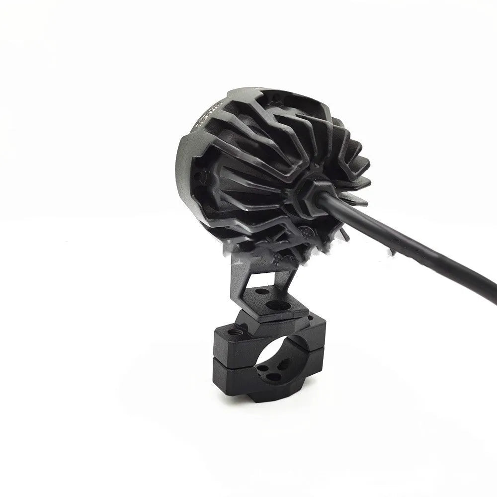 120W LED motorcycle spotlight, aluminium alloy, 64.5 x 22 x 22 mm, 8000lm, 7500K, universal 9-30V, blue red white yellow light
