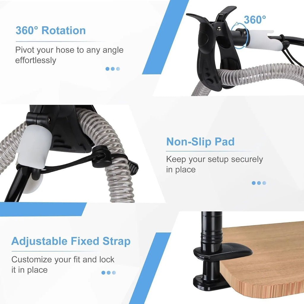 95cm aluminium alloy and ABS ventilator hose bracket for bedside mounting in black or white