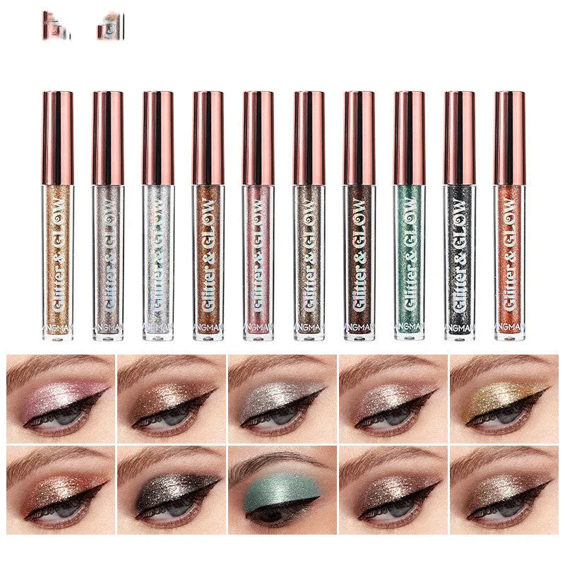 Diamond Shine Liquid Eye Shadow 10 colour set in a compact box with shimmering pearl finish