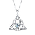 Geometric Celtic knot women's necklace in electroplated copper showing colour options