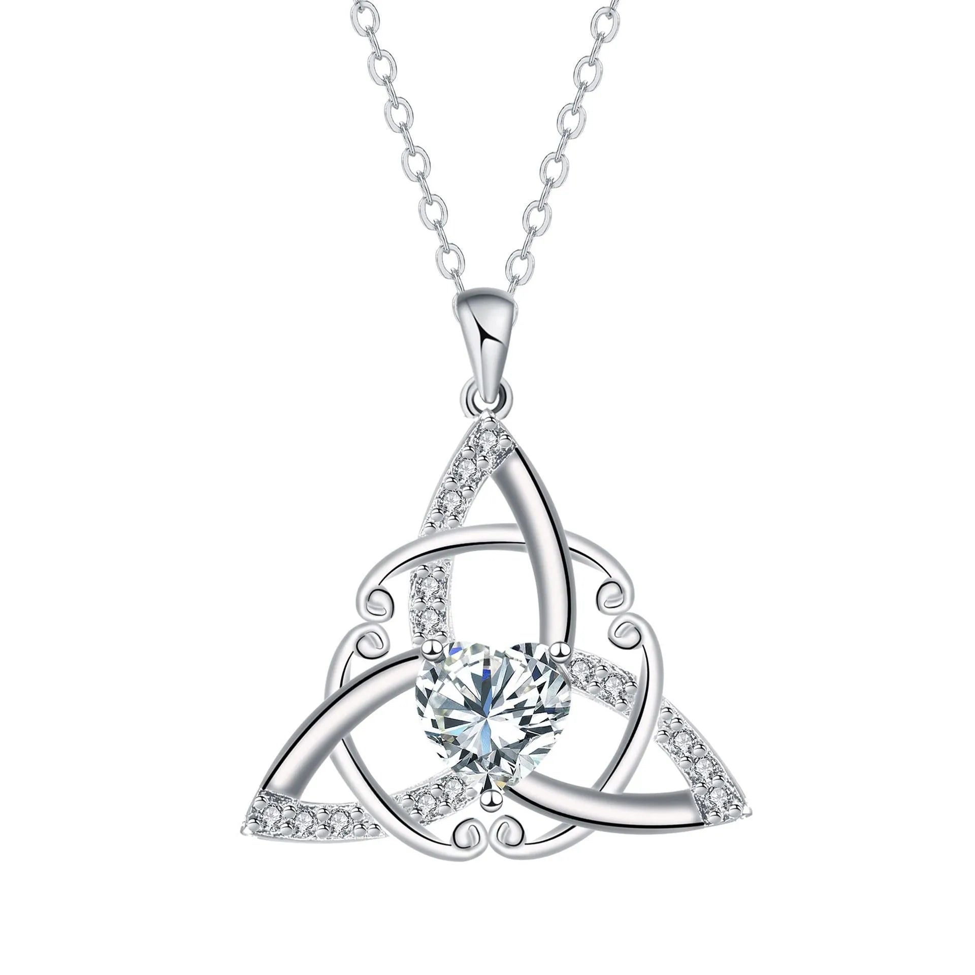 Geometric Celtic knot women's necklace in electroplated copper showing colour options