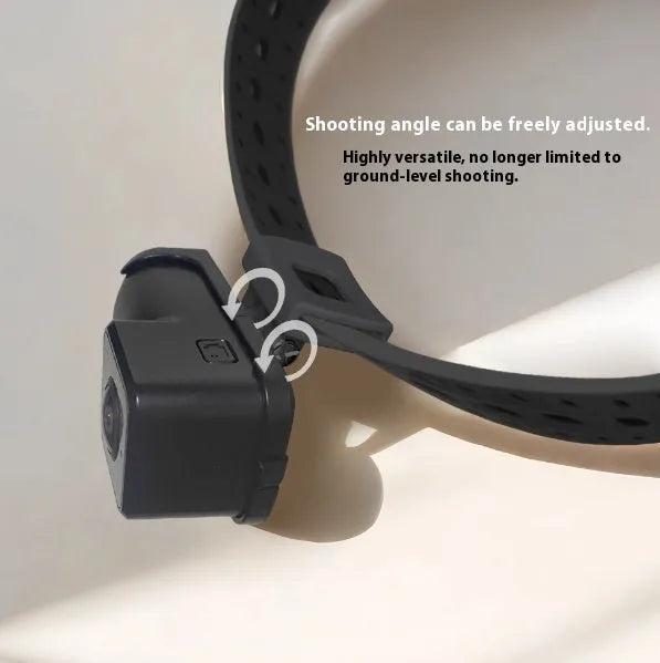 Black wifi camera neckband wireless recorder showing compact design with TYPE-C port for charging.