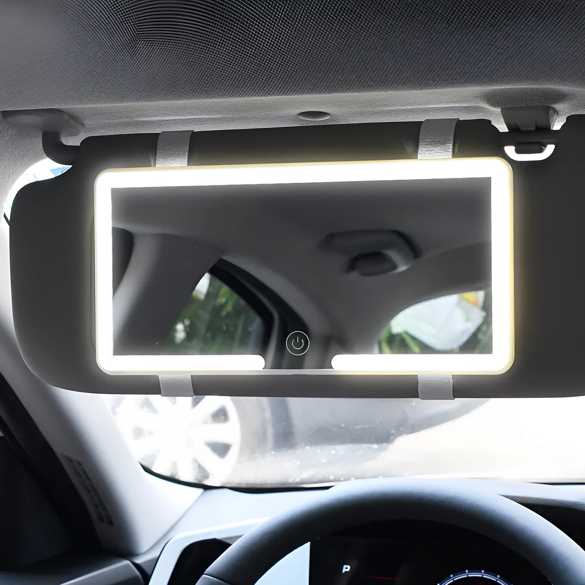 Automotive sun visor LED makeup mirror with dimmable light for cars