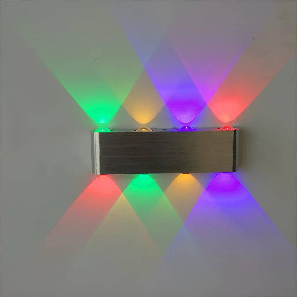 Silver LED aluminium frame rectangular wall lamp, 180x60x30mm, for bedroom