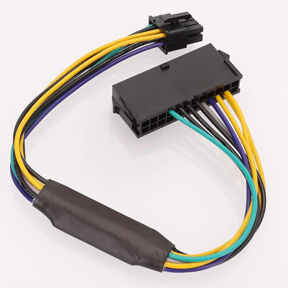 Black Dell Optiplex ATX 24-pin to 8-pin motherboard power adapter cable, 30 cm long