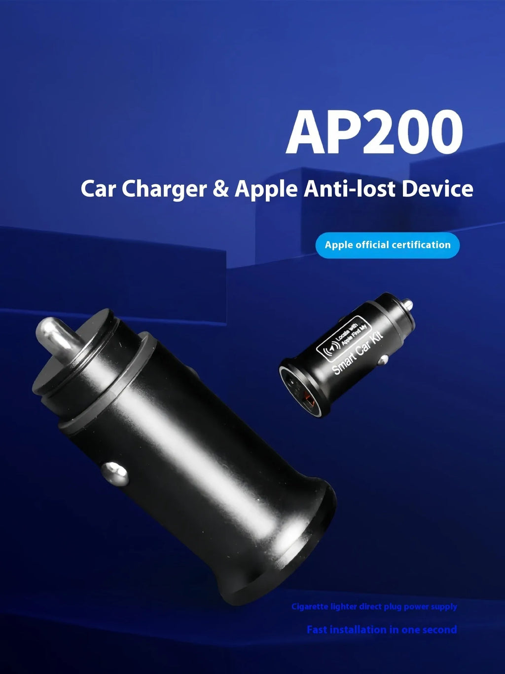 Black car GPS locator device plugged into a vehicle's 12V cigarette lighter socket.