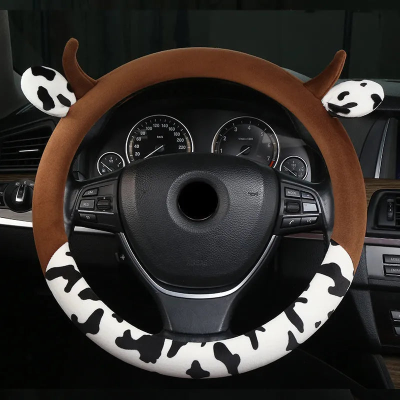 38cm plush automotive steering wheel cover in black or coffee colour