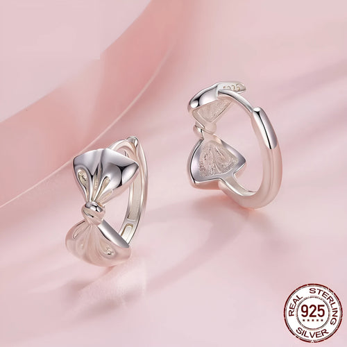 925 silver bow earrings in fairy style, colour BSE1196, electroplated silver finish