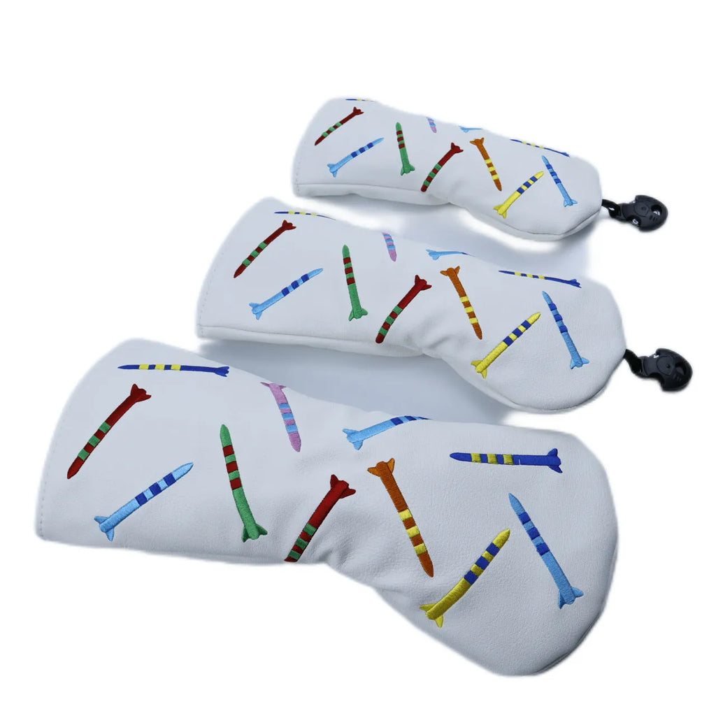Set of black and white solid PU golf club wooden poles showing large, medium, and small size options.