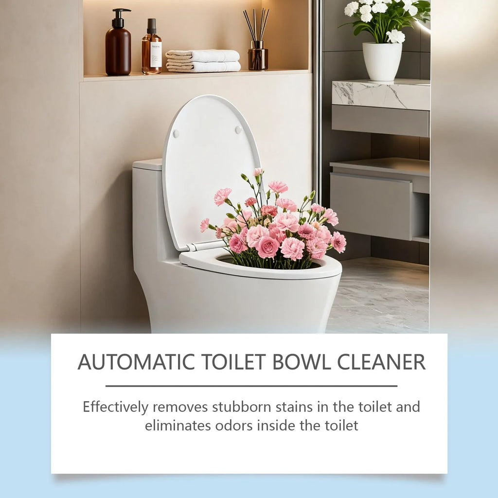 12-pack automatic toilet bowl cleaner tablets with fizzing decontamination sheets in a foil pack