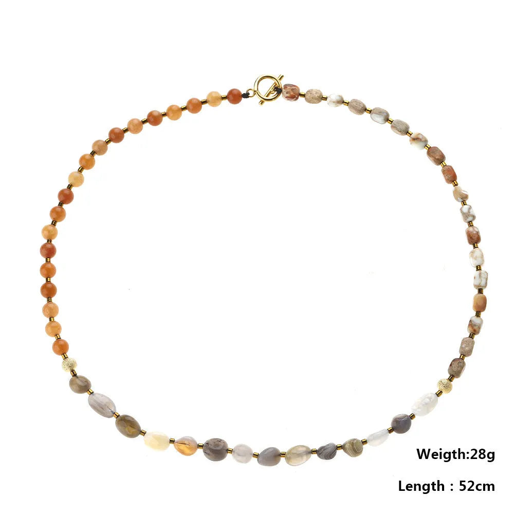 Hand-woven Persian Gulf agate multi-layer bracelet with geometric shapes in colour 3790