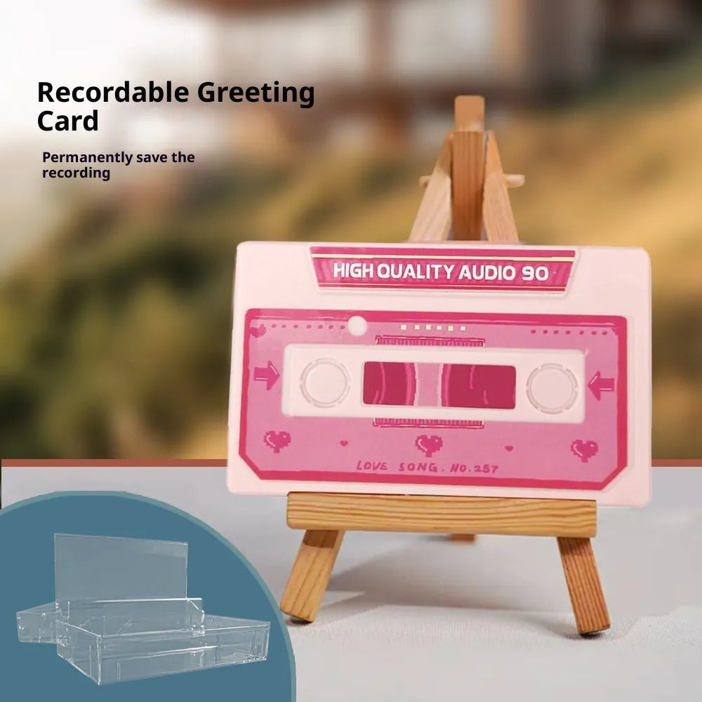 Sound recording greeting card with voice message, coated paper, 10x6x1.5 cm, for birthday or Valentine's Day