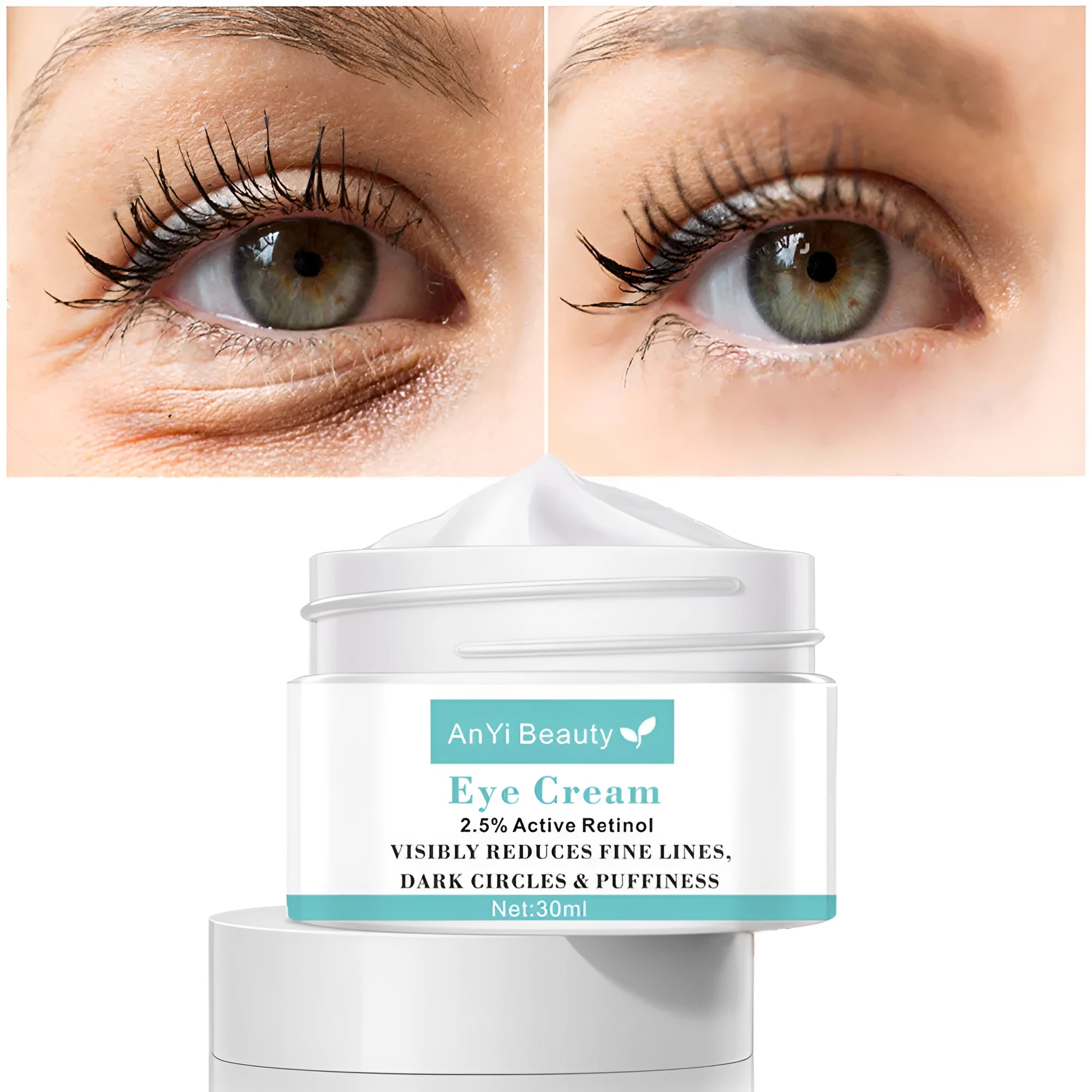 30ml eye cream container for women's under-eye skincare with moisturising formulation
