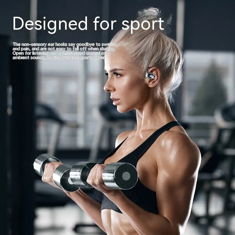 YYK-880 wireless noise reduction headset in black with bone conduction, digital display, USB charging