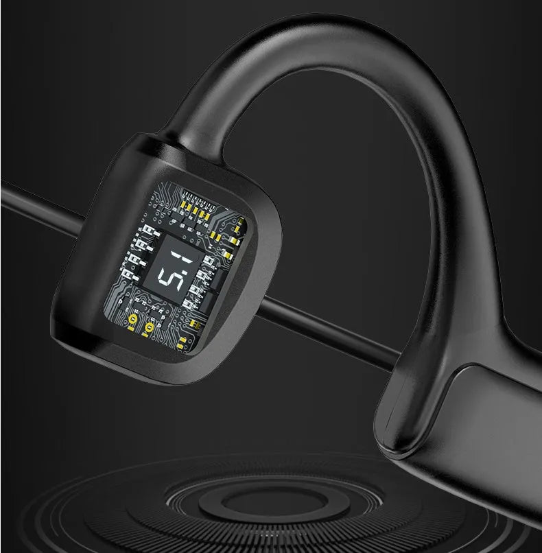 G1 wireless sports Bluetooth headset in earless design, two colour options shown on model ear