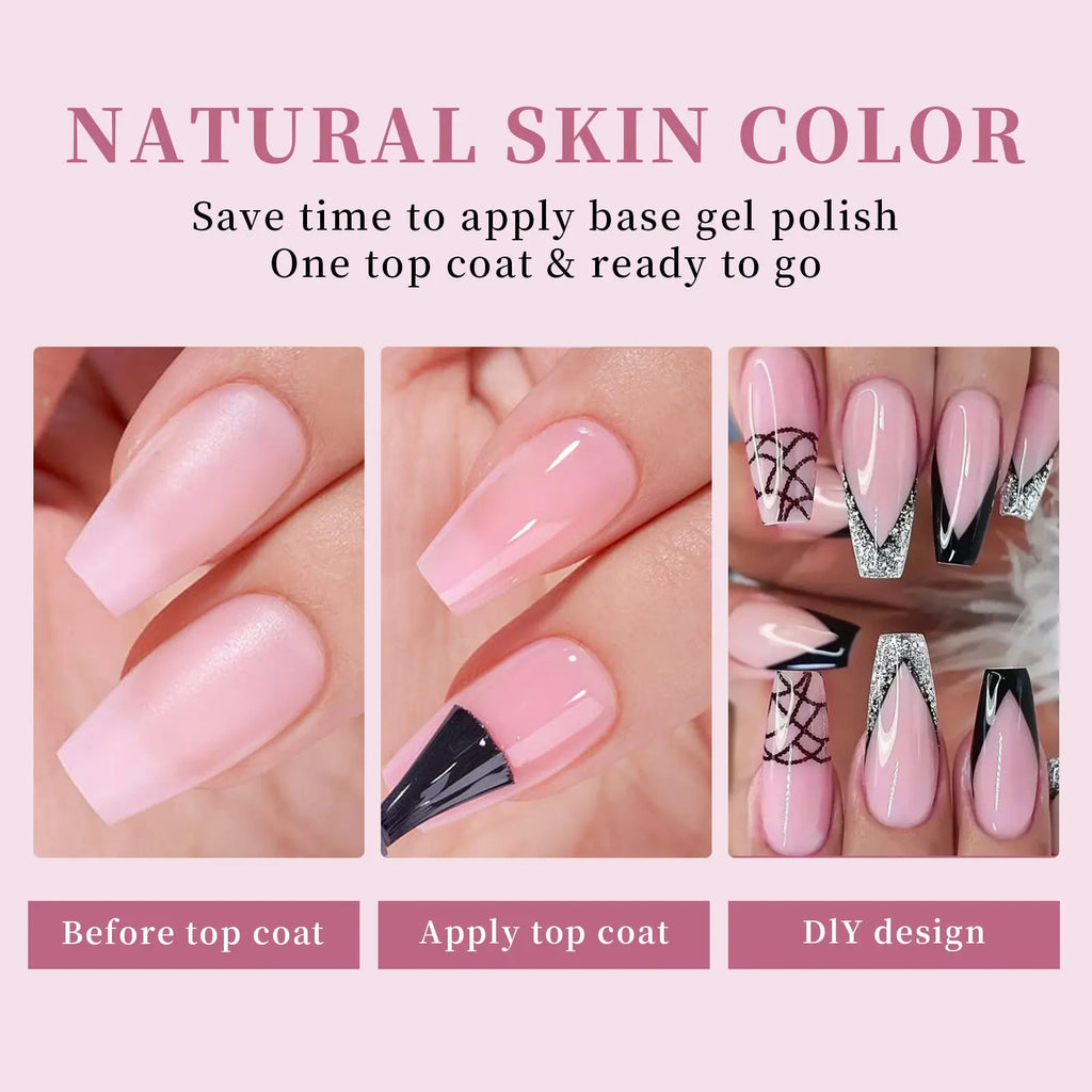 Removable nude nail stickers in 5-colour bare sets with ultra-thin seamless wear armour style