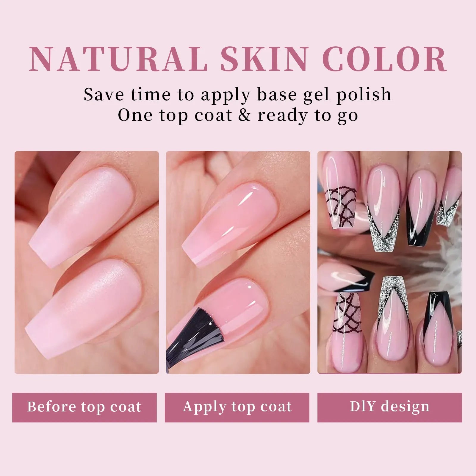 Removable nude nail stickers in 5-colour bare sets with ultra-thin seamless wear armour style