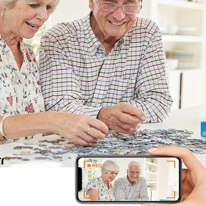 Black smart security camera with WiFi connectivity for indoor home monitoring and baby care