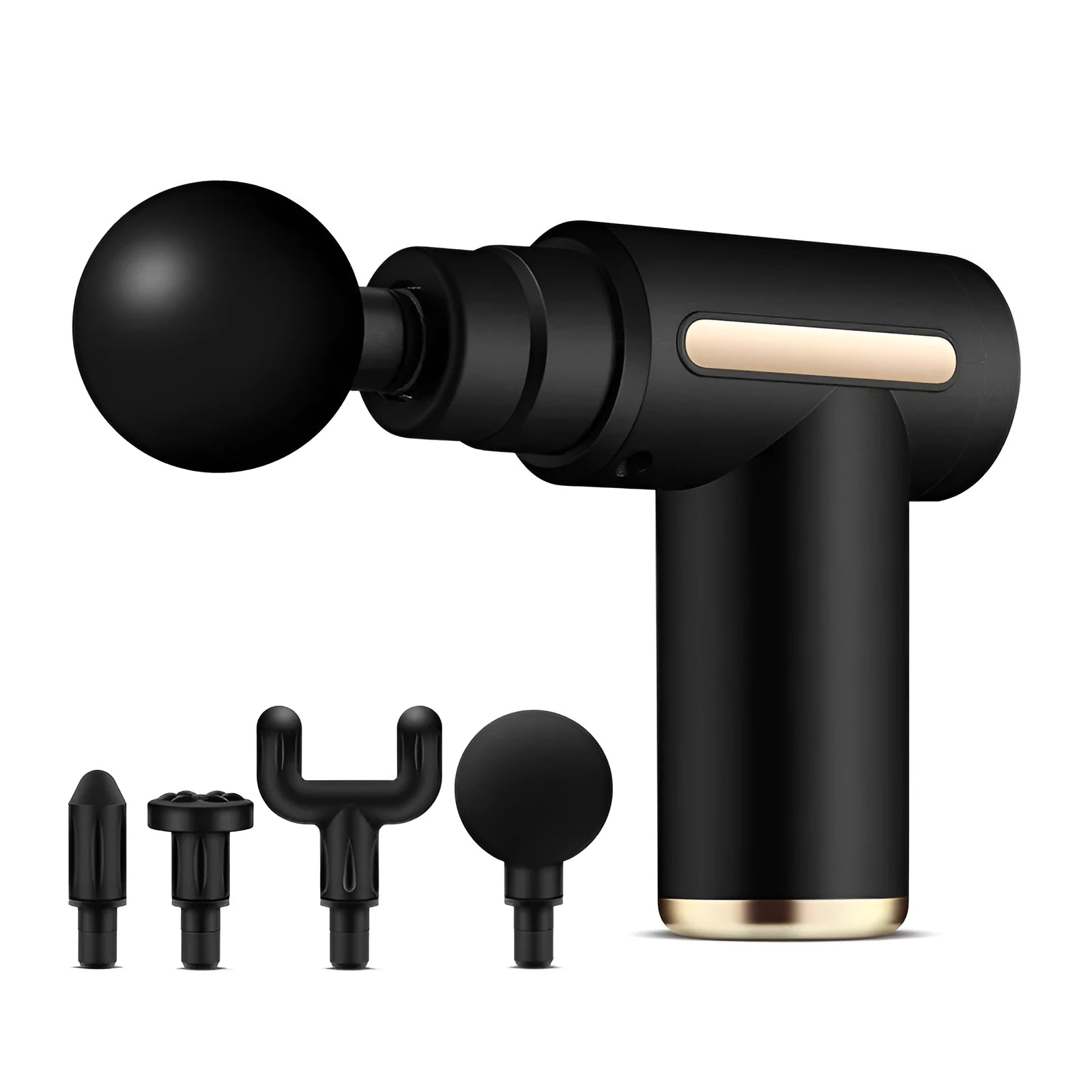 Electric muscle massage gun with 4 heads and LCD display in 720 black colour