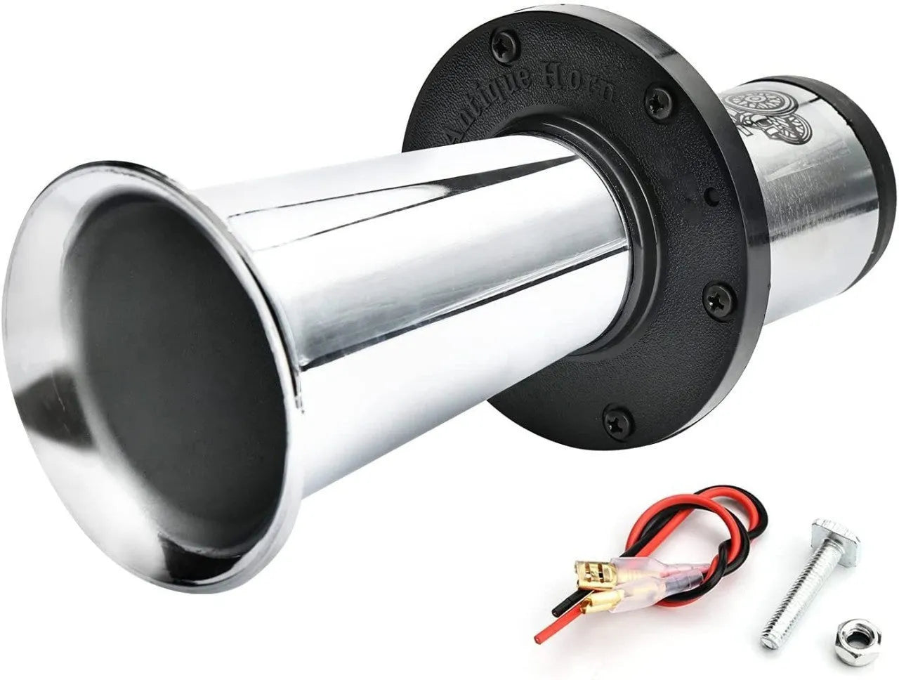 Silver 12v black high sound modified car horn for universal vehicle fit