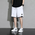 Cotton mid-waist shorts for boys in black, available in plus sizes from M to 8XL.