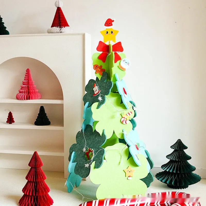 110cm XINGX felt Christmas tree with star light and original felt flower make-a-fortune design for Christmas landing décor