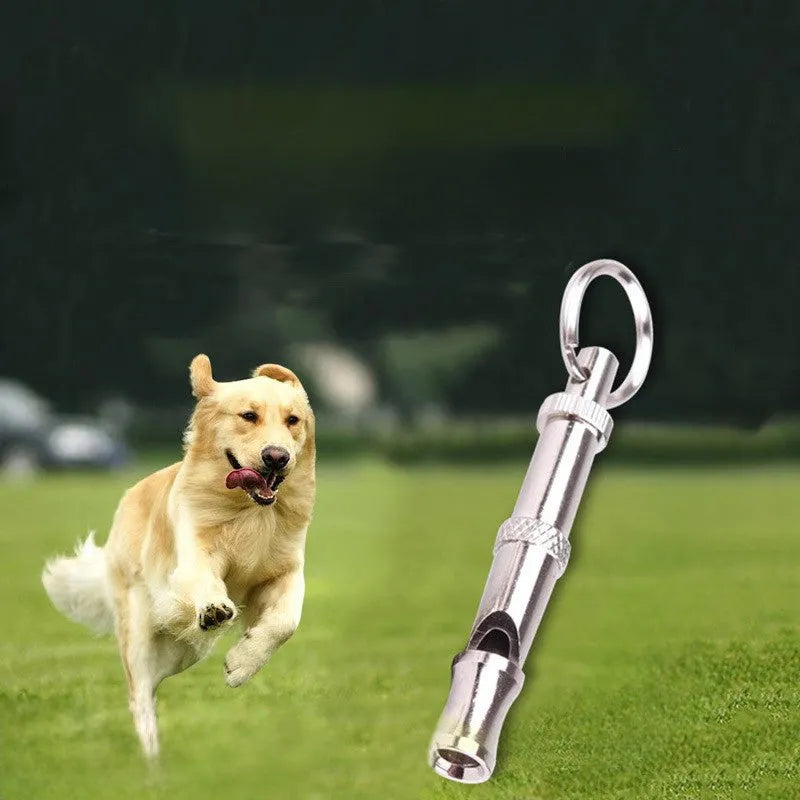 Metallic ultrasonic adjustable dog whistle for training and barking control