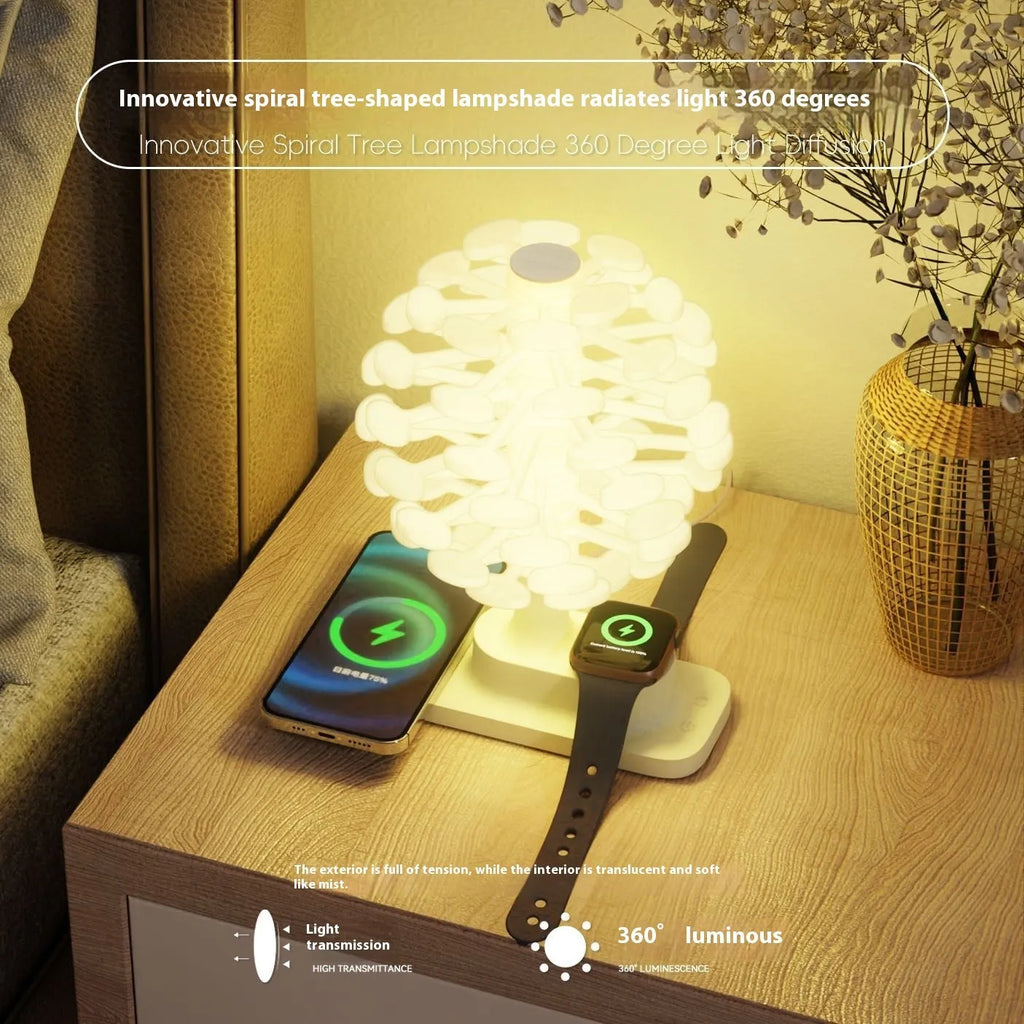 Geometric spiral tree LED table lamp with modern design in white colour option