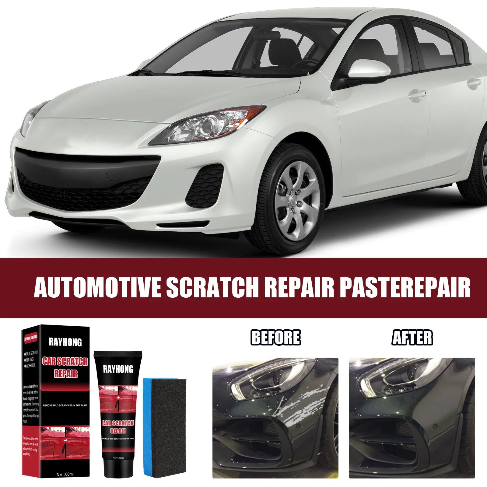 60ml car scratch repair wax set with applicator for paint surface scratches