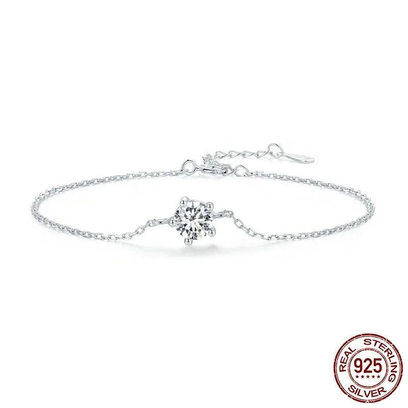 S925 silver bracelet with round shining diamond design, women's style, electroplated finish, large or small waist size