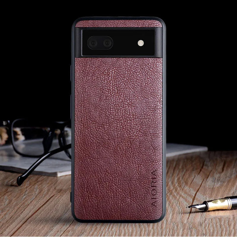 Google Pixel 6 phone case with lychee skin pattern in classic business design