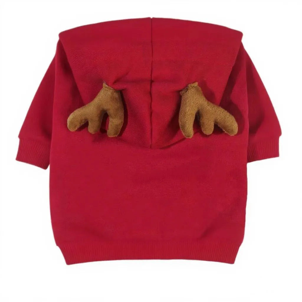 Red polyester cotton Halloween elk Christmas pet costume for dogs and cats