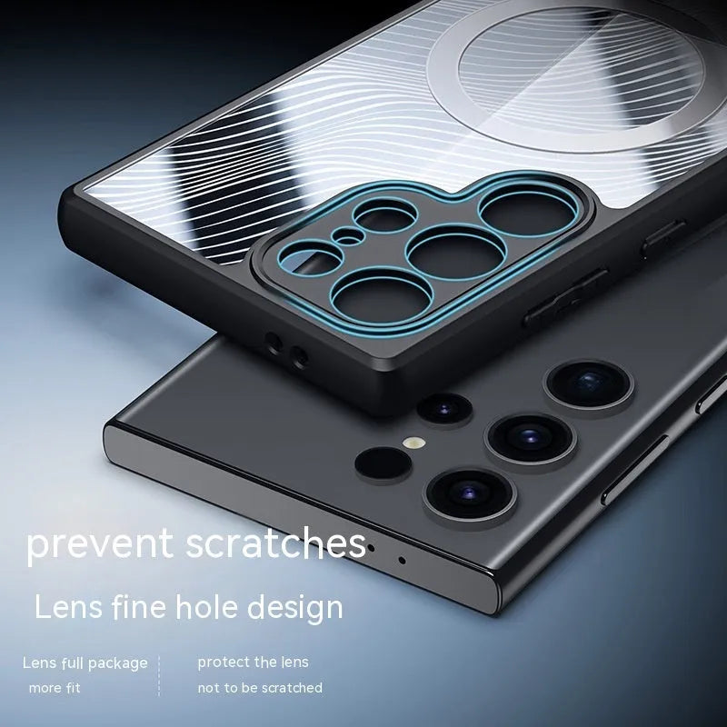 Black frosted magnetic phone case for Samsung S24 S24 Plus S24 Ultra with anti-fingerprint finish
