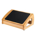 Wooden bamboo office desk footstool in natural wood colour with modern simple design.