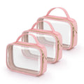 Clear PVC lipstick storage wash bag with detachable chain, shown in multiple colour options.