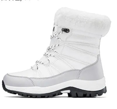 Women's winter fleece-lined cotton-padded non-slip outdoor mid-boots in black with TPR sole