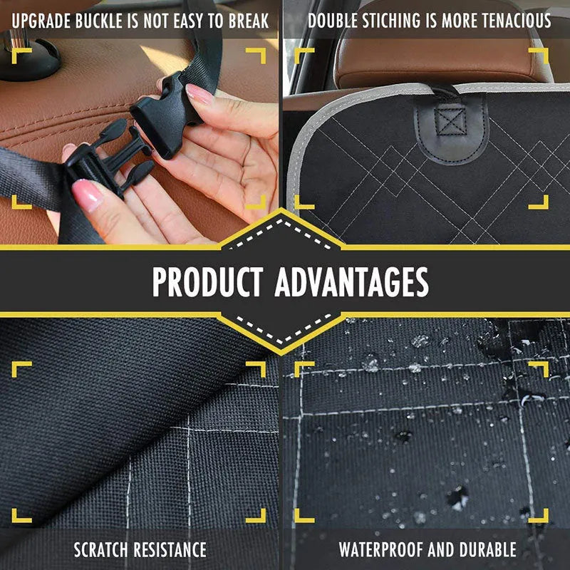 Black 600D Oxford cloth car trunk pet mat 185x103cm with pockets for dog travel