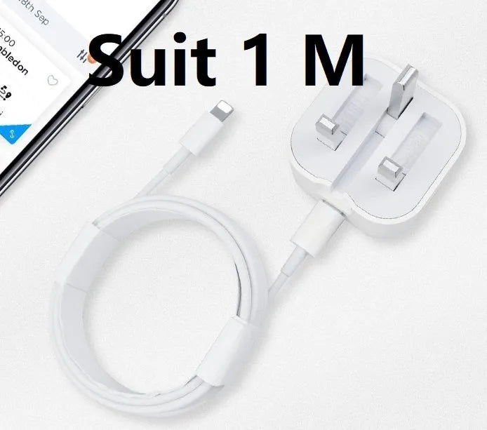 White 20W PD fast charger with UK plug and a USB Type-C charging cable.