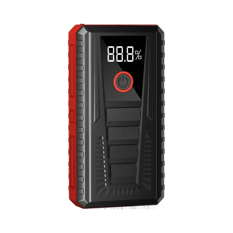 Portable car jump starter with 1500mAh battery, 1000A peak current, and storage bag for emergency ignition
