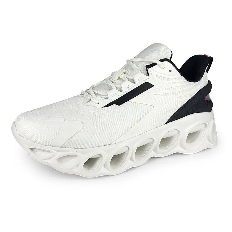 Men's low-top casual sports shoes in black with mesh upper and lace-up front.