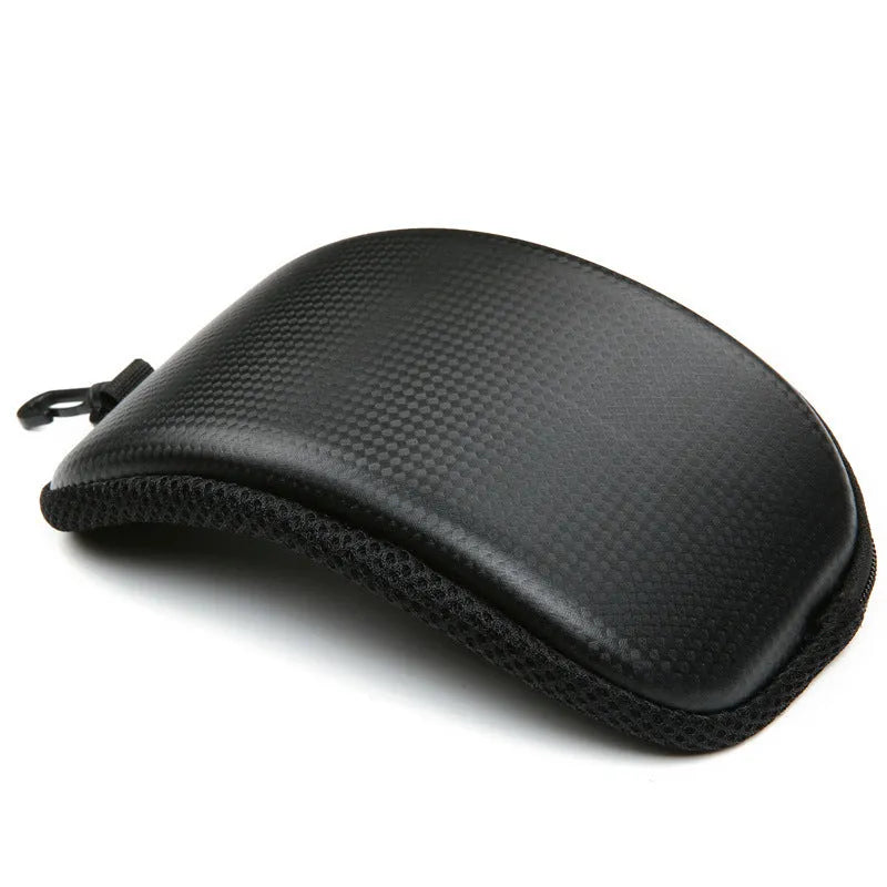Leather zipper goggle case for outdoor cycling, motorcycling, and skiing in black colour